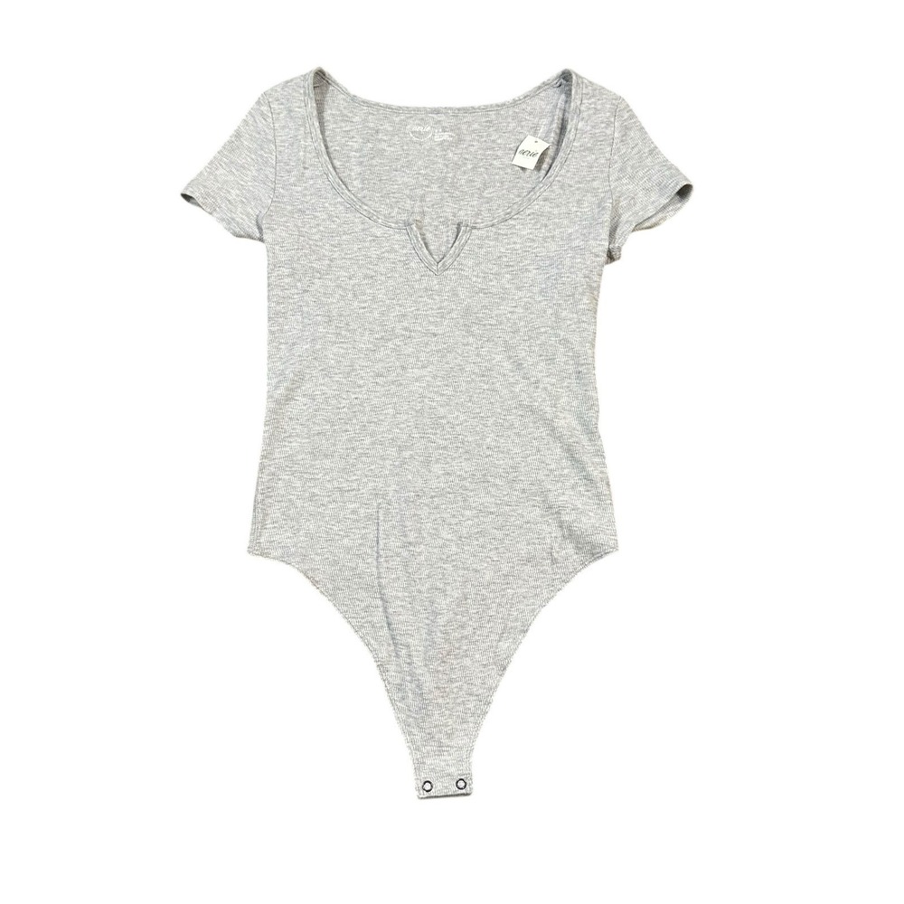 Aerie Gray Short Sleeve Bodysuit NEW Size Medium